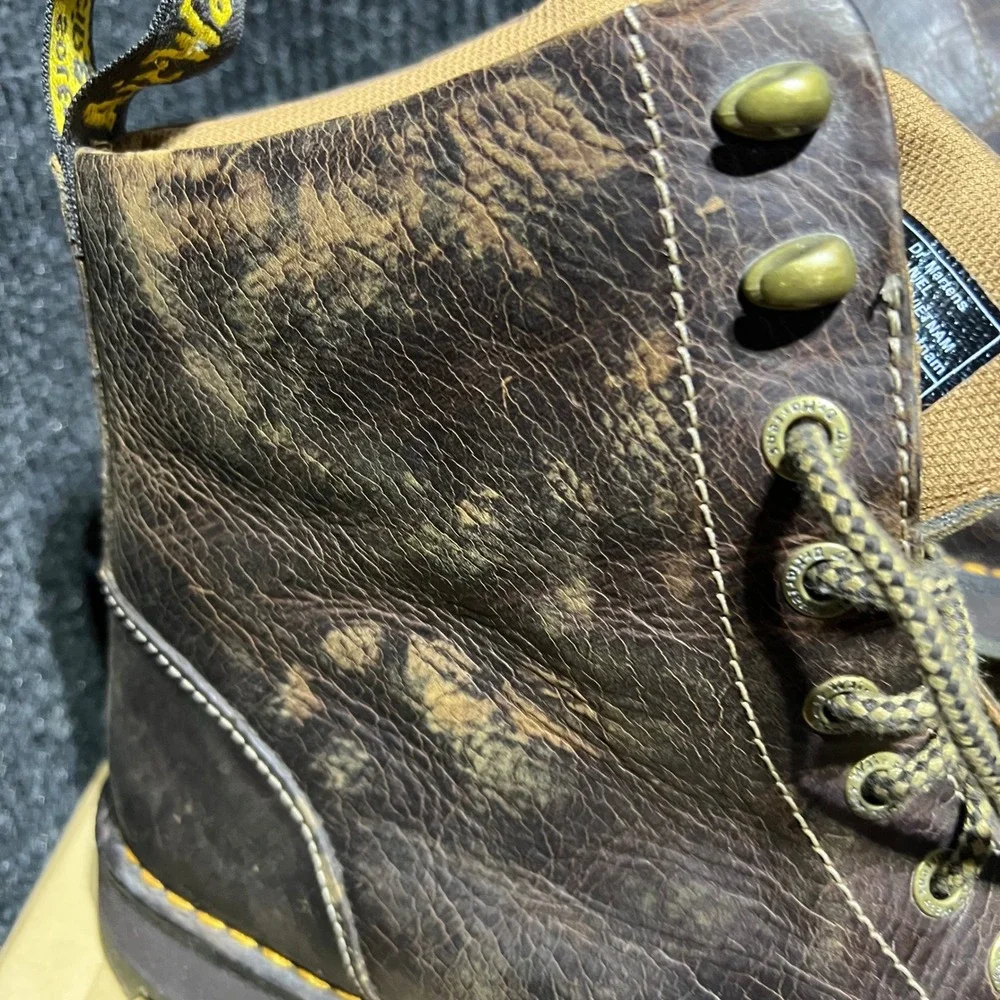 Dr Martens Niel Greenland Boots Mens 12 Brown Distressed Leather Lace Up Grunge